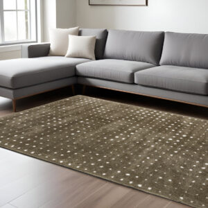 10' X 13' Brown And Ivory Geometric Area Rug
