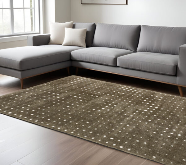 8' X 11' Brown And Ivory Geometric Area Rug