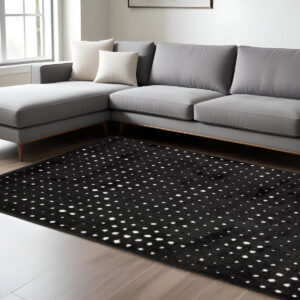 10' X 13' Black And Ivory Geometric Area Rug