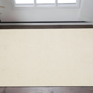 3' X 5' Ivory And Beige Geometric Area Rug