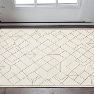 3' X 5' Ivory And Taupe Geometric Area Rug