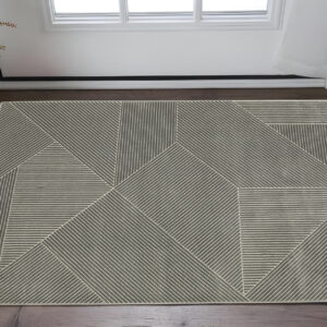 3' X 5' Gray And Ivory Geometric Area Rug