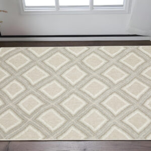 3' X 5' Gray And Beige Diamond Area Rug