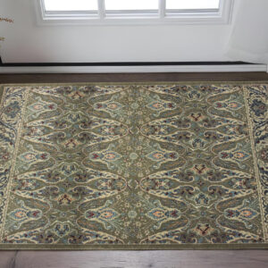 2' X 3' Brown And Ivory Floral Area Rug