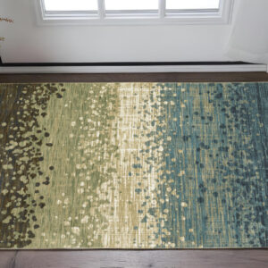 3' X 5' Blue And Brown Abstract Area Rug