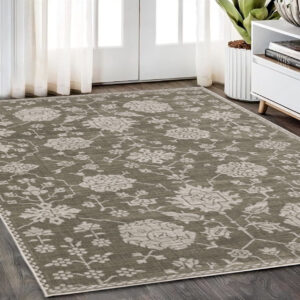 5' X 8' Gray And Light Gray Oriental Area Rug