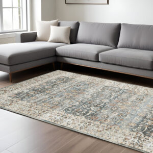8' X 10' Gray And Ivory Oriental Area Rug