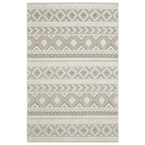 5' X 8' Gray And Beige Tribal Area Rug