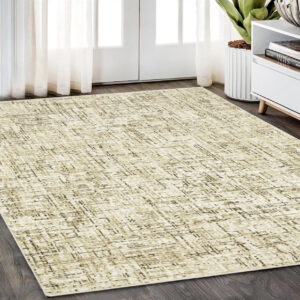 5' X 8' Ivory And Brown Abstract Area Rug