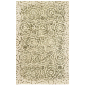 4' X 6' Green And Ivory Wool Geometric Hand Tufted Area Rug