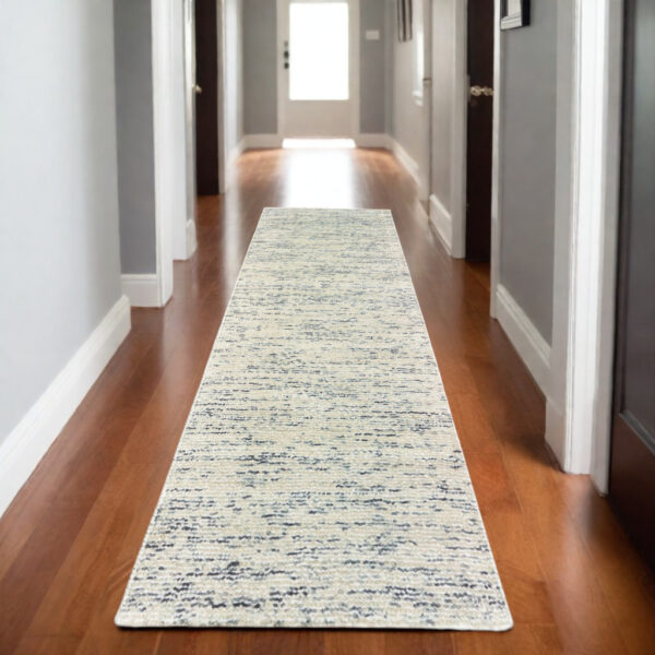 8' Ivory And Stone Hand Tufted Runner Rug