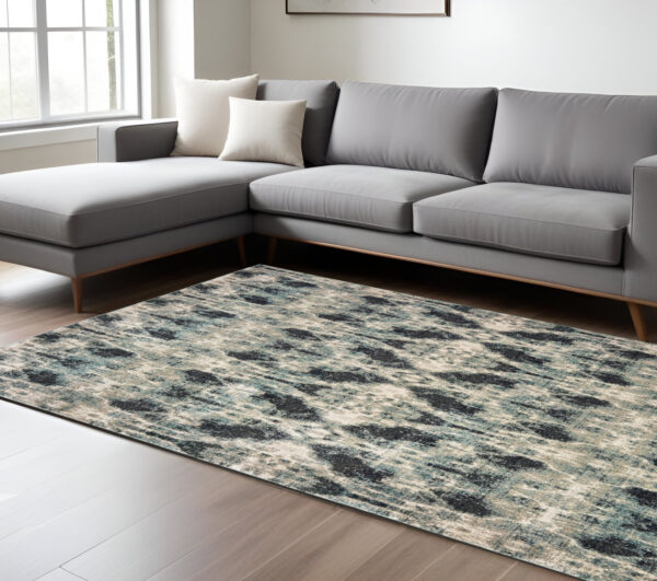 7' X 10' Gray And Blue Abstract Area Rug