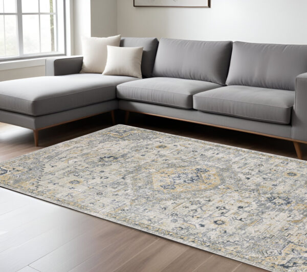 6' X 9' Gray And Gold Medallion Hand Tufted Area Rug