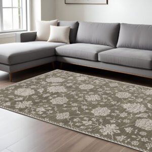 8' X 11' Gray And Light Gray Oriental Area Rug