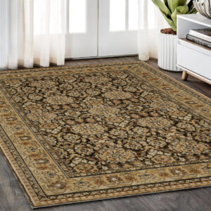 5' X 7' Brown And Gold Oriental Area Rug