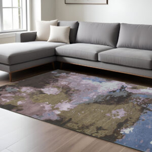 8' X 10' Blue And Purple Abstract Hand Tufted Area Rug
