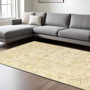10' X 14' Beige And Gray Wool Oriental Hand Knotted Area Rug