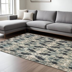 10' X 13' Gray And Blue Abstract Area Rug