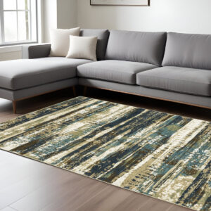10' X 13' Beige And Blue Abstract Area Rug