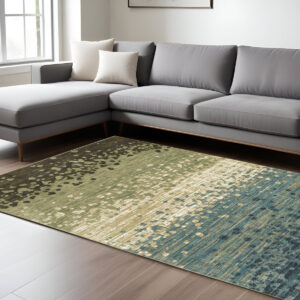 10' X 13' Blue And Brown Abstract Area Rug
