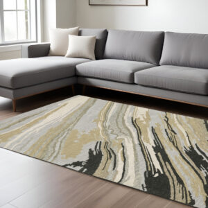 8' X 10' Gray Wool Abstract Hand Tufted Area Rug