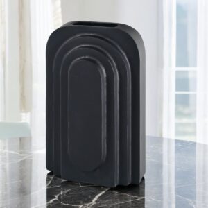 12" Black Geometric Aluminum Table Vase