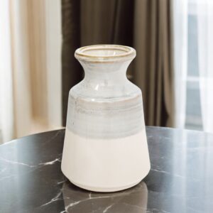 9" Blue And White Color Block Bud Ceramic Table Vase