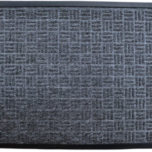 24" X 36" Gray Synthetic Fiber Abstract Outdoor Door Mat