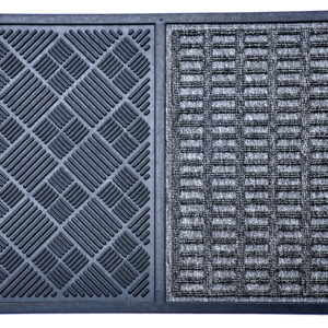 16" X 28" Gray Synthetic Fiber Abstract Outdoor Door Mat