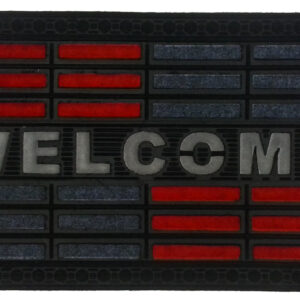 18" X 30" Gray and Red Synthetic Fiber Abstract Outdoor Door Mat