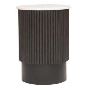 25" Black And White Solid Wood End Table