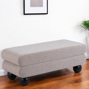 45" Gray and Black Fabric Upholstered Bench