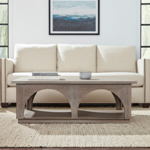 59" Brown Solid Wood Distressed Floor Shelf Coffee Table With Shelf