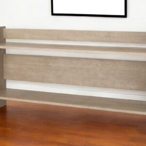 76" Light Gray Solid Wood Distressed Solid Console Table With Shelf