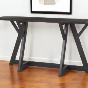 54" Brown Solid Wood Trestle Console Table