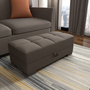 50" Brown Upholstered Tufted Fabric Storage Ottoman