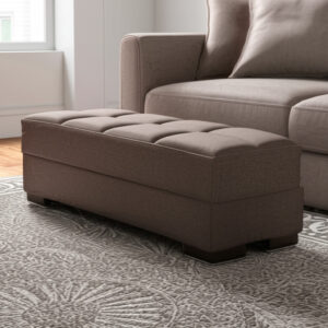52" Brown Chenille Tufted Storage Ottoman