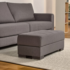 52" Gray and Brown Chenille Tufted Storage Ottoman