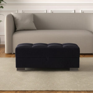 52" Black and Brown Microfiber Tufted Storage Ottoman