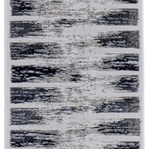 8' Gray And Black Abstract Distressed Runner Rug