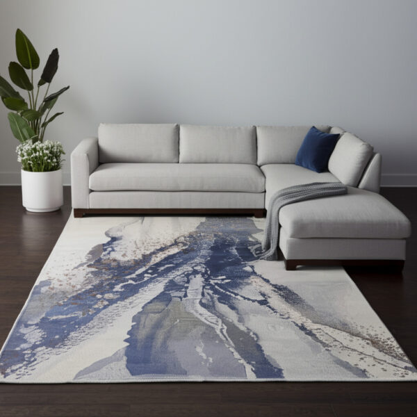 6' X 9' Gray And Ivory Abstract Area Rug