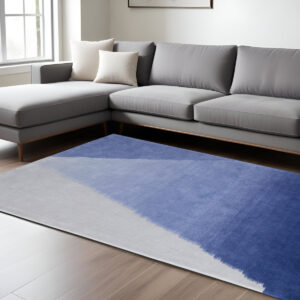 10' X 14' Blue And Gray Geometric Hand Tufted Area Rug