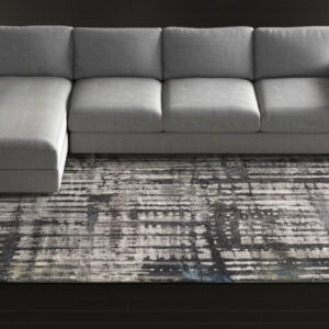 10' X 13' Gray Black And Ivory Abstract Distressed Area Rug