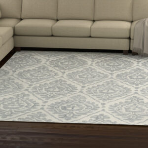 12' X 15' Ivory And Gray Floral Hand Tufted Area Rug