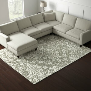12' X 15' Ivory And Green Floral Hand Tufted Area Rug