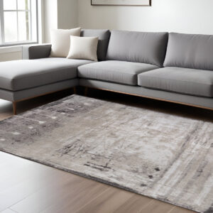 12' X 15' Gray Ivory And Taupe Abstract Distressed Area Rug