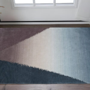 2' X 3' Taupe Blue And Tan Geometric Hand Tufted Area Rug
