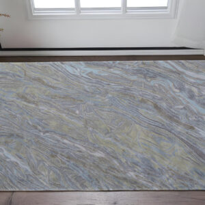 2' X 3' Blue Green And Gray Abstract Hand Tufted Area Rug