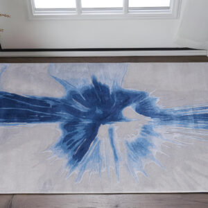 2' X 3' Blue And Gray Abstract Hand Tufted Area Rug