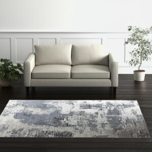 5' X 8' Blue And Ivory Abstract Hand Tufted Area Rug